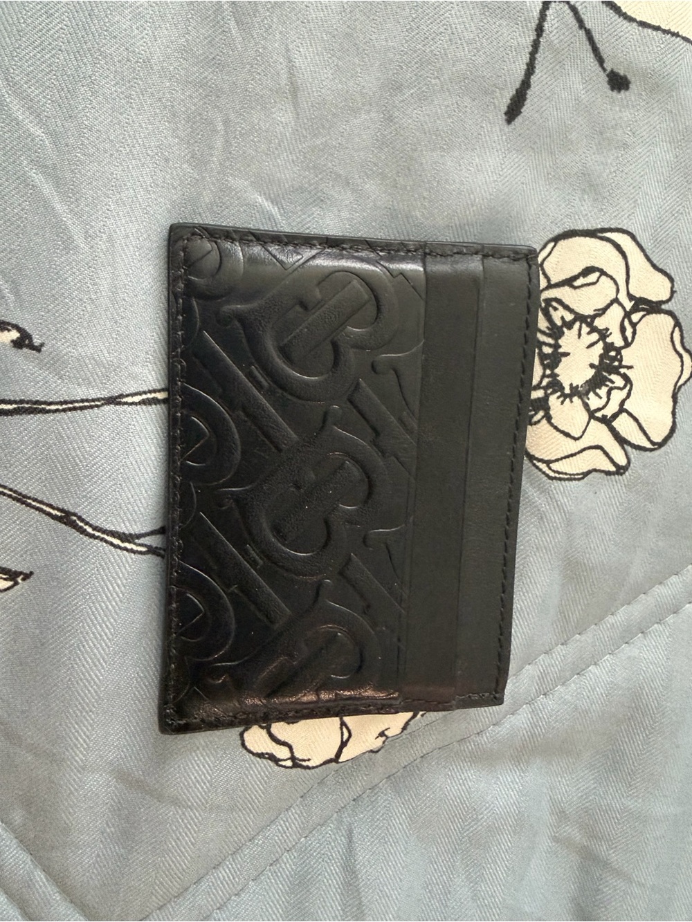 Burberry Black Embossed Leather Card Case